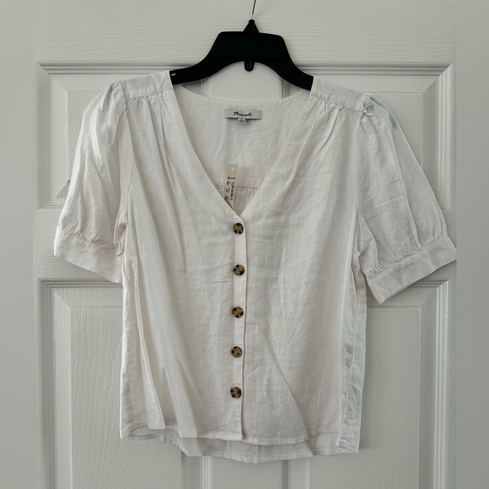 Madewell linen blend button up top